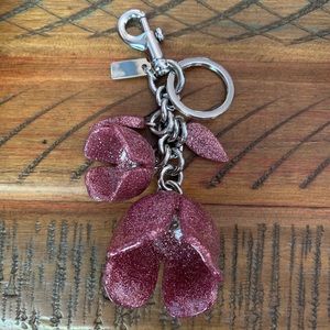 COACH Glitter tea rose bag charm